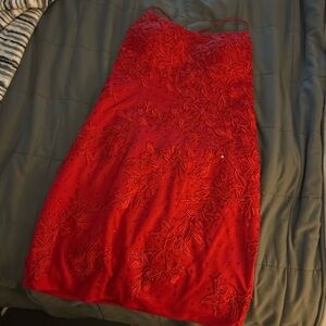 Macy's Vibrant Red Backless Dress
